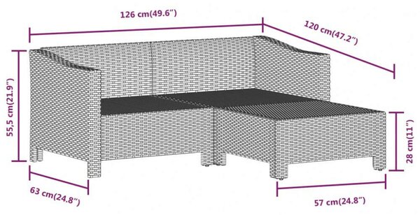 VidaXL 7 részes szürke polyrattan kerti ülőgarnitúra párnákkal