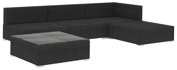 VidaXL Polyrattan Kerti Bútorszett - 5 részes - Fekete