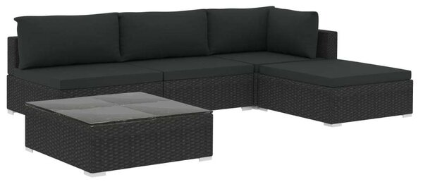 VidaXL Polyrattan Kerti Bútorszett - 5 részes - Fekete