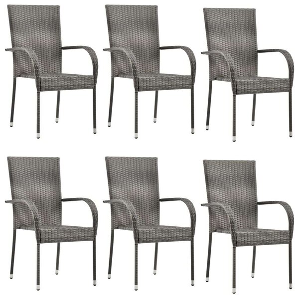 VidaXL Kertbútor Szett - Akácfa Asztal & Polyrattan Székek - 7 Részes