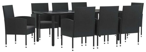 VidaXL Polyrattan Kerti Étkezőgarnitúra - 8 Fős - Fekete