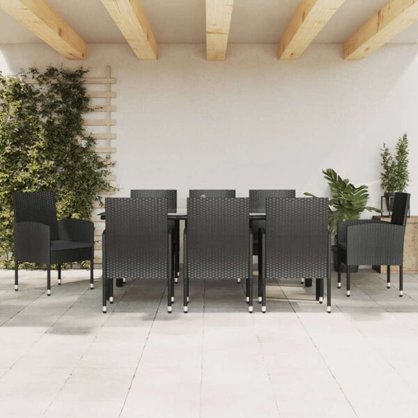 VidaXL Polyrattan Kerti Étkezőgarnitúra - 8 Fős - Fekete