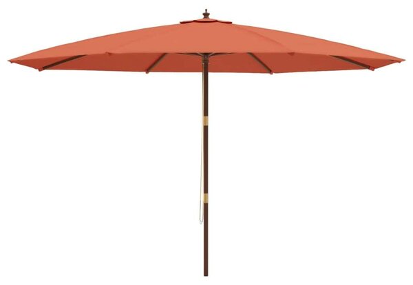 Terrakotta színű kerti napernyő fa rúddal 400 x 273 cm
