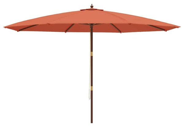 Terrakotta színű kerti napernyő fa rúddal 400 x 273 cm