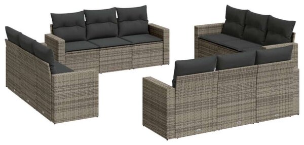 VidaXL Polyrattan Kerti Ülőgarnitúra - 12 részes - Szürke