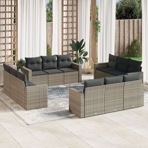VidaXL Polyrattan Kerti Ülőgarnitúra - 12 részes - Szürke