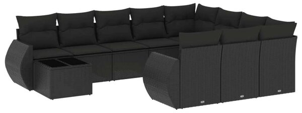 VidaXL Polyrattan Kerti Ülőgarnitúra - 11 részes - Fekete