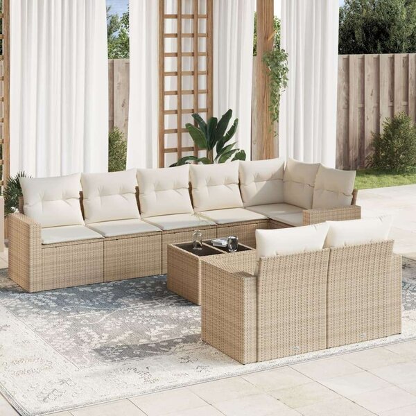 VidaXL Polyrattan Kerti Ülőgarnitúra - Bézs - 9 részes