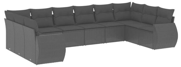 Polyrattan Kerti Ülőgarnitúra - 10 részes - Fekete