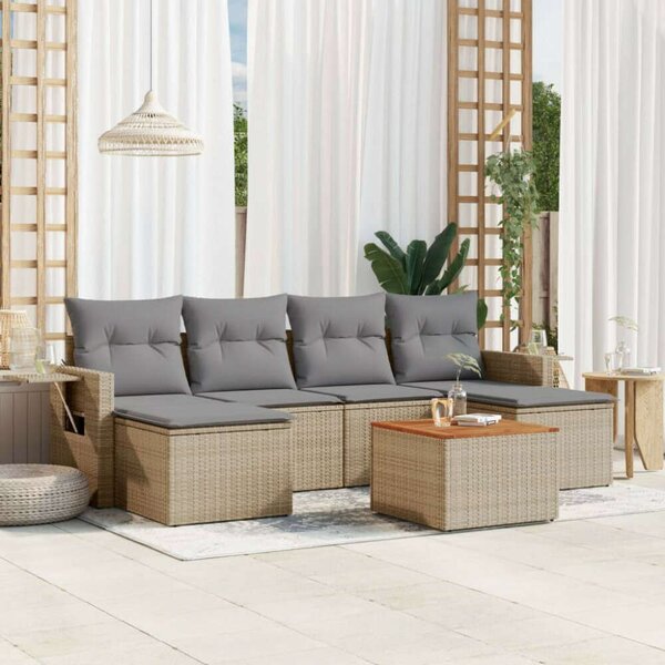 VidaXL Polyrattan Kerti Ülőgarnitúra - 7 részes - Bézs