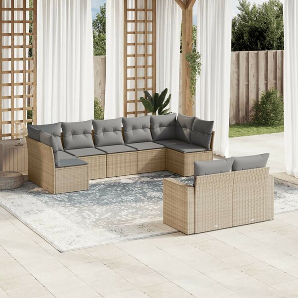 VidaXL Polyrattan Kerti Ülőgarnitúra - 9 részes - Bézs