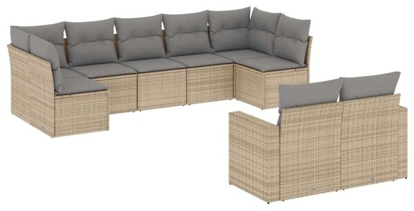 VidaXL Polyrattan Kerti Ülőgarnitúra - 9 részes - Bézs