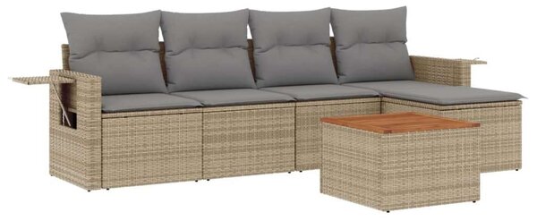 VidaXL Polyrattan Kerti Ülőgarnitúra - 6 részes - Bézs