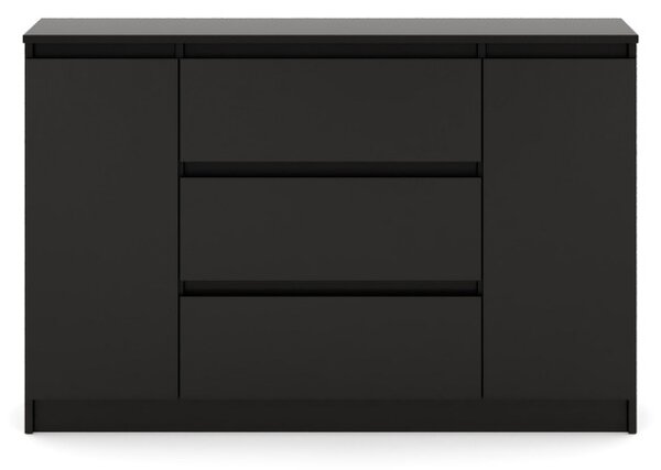 SIMPLE komód 120 cm, 2 ajtóval és 3 fiókkal, fekete