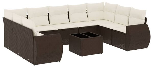 VidaXL 10 részes barna polyrattan kerti ülőgarnitúra párnákkal