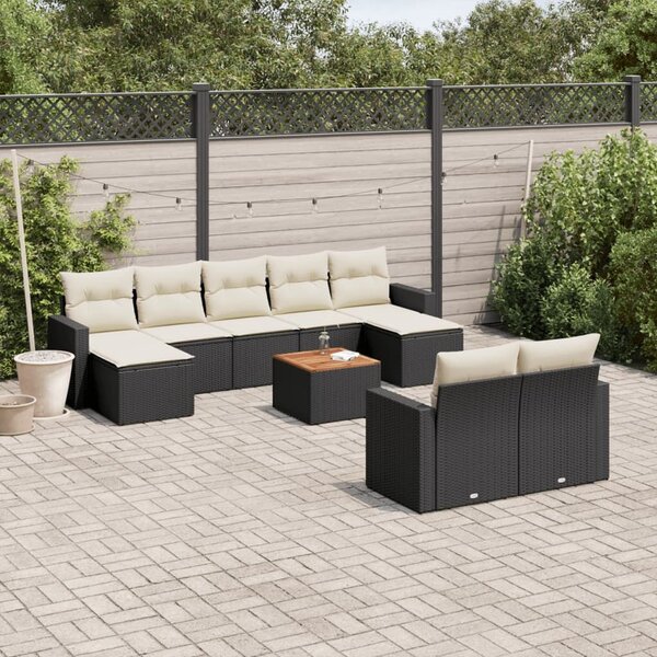 VidaXL Polyrattan Kerti Ülőgarnitúra - 10 részes - Fekete