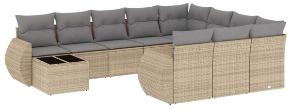 VidaXL 11 részes bézs polyrattan kerti ülőgarnitúra párnákkal