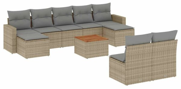 VidaXL Polyrattan Kerti Ülőgarnitúra - 10 részes - Bézs