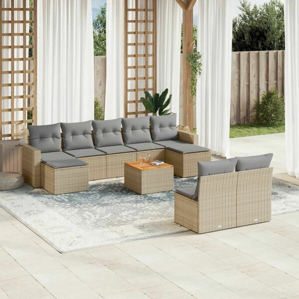 VidaXL Polyrattan Kerti Ülőgarnitúra - 10 részes - Bézs