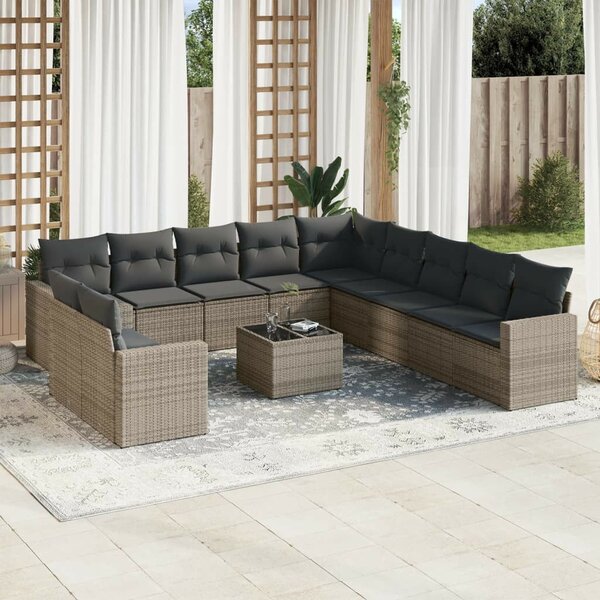 VidaXL Polyrattan Kerti Ülőgarnitúra - 12 részes - Szürke
