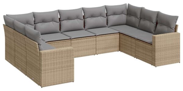 VidaXL Polyrattan Kerti Ülőgarnitúra - 9 részes - Bézs