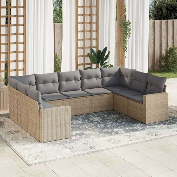 VidaXL Polyrattan Kerti Ülőgarnitúra - 9 részes - Bézs