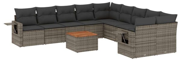 VidaXL Polyrattan Kerti Ülőgarnitúra - 11 részes - Szürke