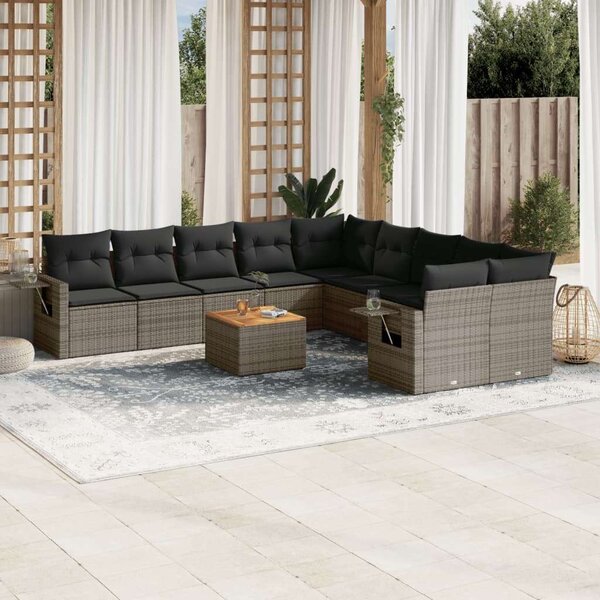 VidaXL Polyrattan Kerti Ülőgarnitúra - 11 részes - Szürke