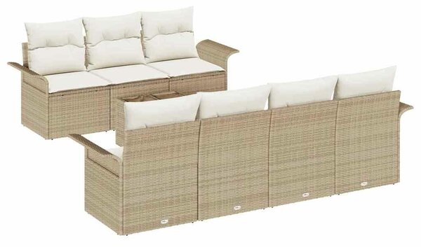 VidaXL Kerti Kanapé Szett párnával 8 pcs Beige és krém polirattan