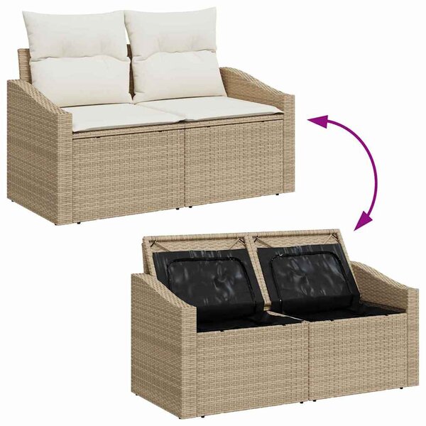 VidaXL Kanapé Szett párnával tárolóval 8 pcs Beige és krém polirattan