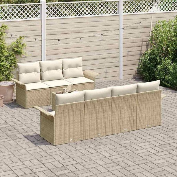 VidaXL Kerti Kanapé Szett párnával 8 pcs Beige és krém polirattan