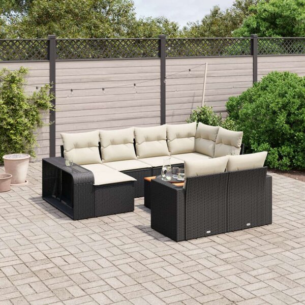 VidaXL Polyrattan Kerti Ülőgarnitúra - 11 részes - Fekete