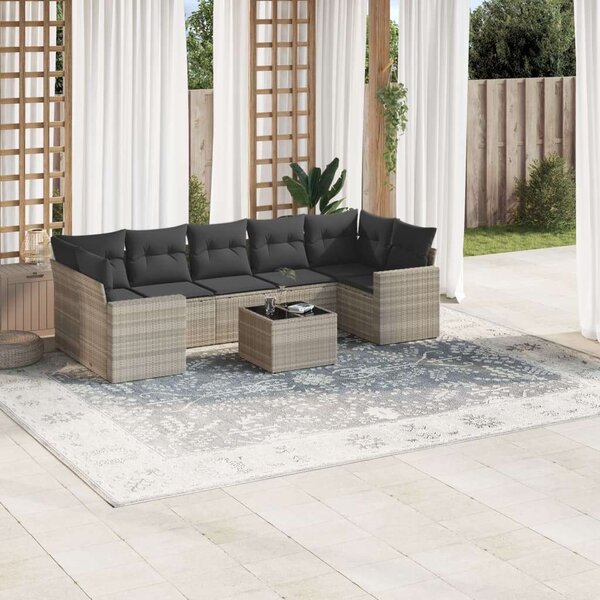 VidaXL Polyrattan Kerti Ülőgarnitúra - 8 részes - Szürke