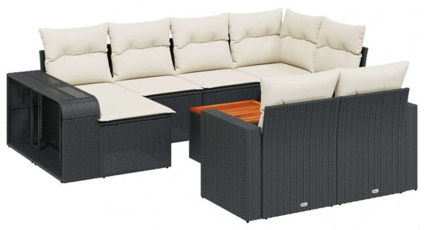 VidaXL Polyrattan Kerti Ülőgarnitúra - 11 részes - Fekete