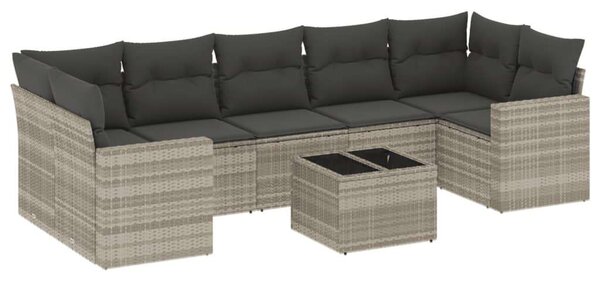 VidaXL Polyrattan Kerti Ülőgarnitúra - 8 részes - Szürke