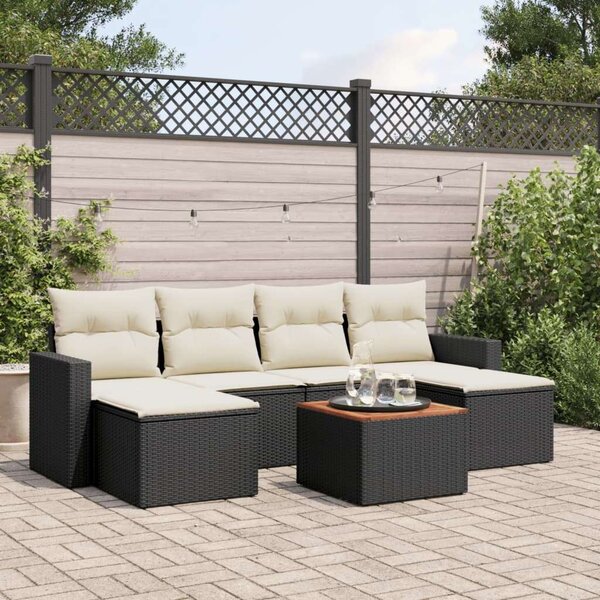 VidaXL Polyrattan Kerti Ülőgarnitúra - 7 részes - Fekete