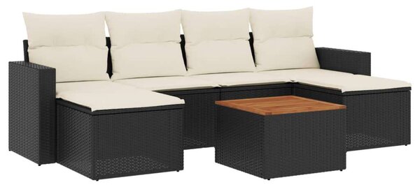VidaXL Polyrattan Kerti Ülőgarnitúra - 7 részes - Fekete