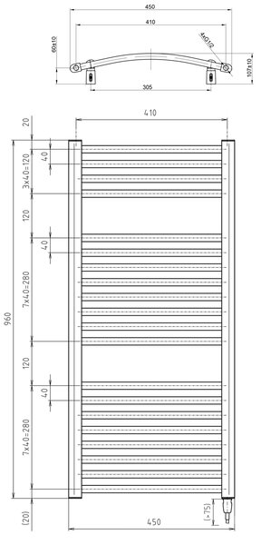 Aqualine Aqualine, ORBIT-E elektromos melegítő, kerek, 450x960 mm, 300W, fehér, ILEO94T