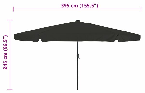 VidaXL Kerti Napernyő LED Fénnyel ø395x245 cm Fekete