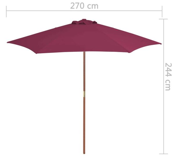 VidaXL Kültéri Napernyő - Bordó - 270 cm