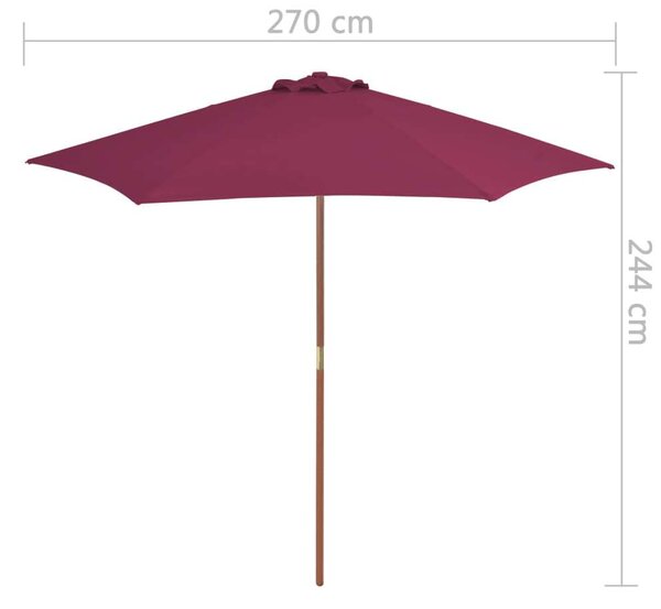 VidaXL Kültéri Napernyő - Bordó - 270 cm