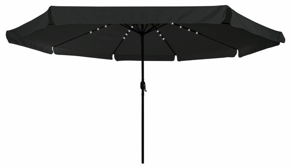 VidaXL Kerti Napernyő LED Fénnyel ø395x245 cm Fekete