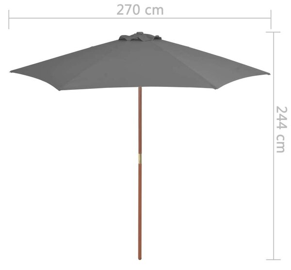 VidaXL Kültéri Napernyő - Antracit Szürke - 270 cm