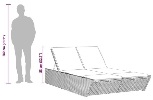 VidaXL Dupla Napozóágy - Polyrattan - Bézs - 200cm