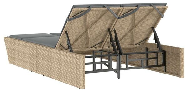 VidaXL Dupla Napozóágy - Polyrattan - Bézs - 200cm
