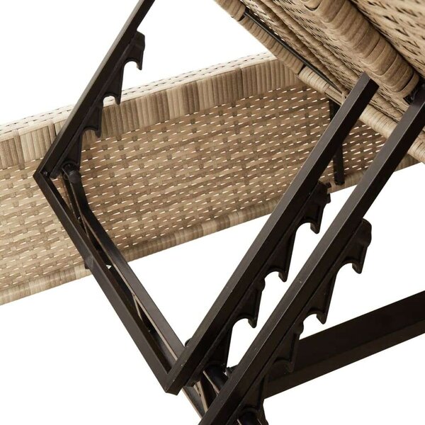 VidaXL Dupla Napozóágy - Polyrattan - Bézs - 200cm