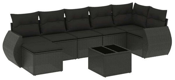 VidaXL Polyrattan Kerti Ülőgarnitúra - 8 részes - Fekete