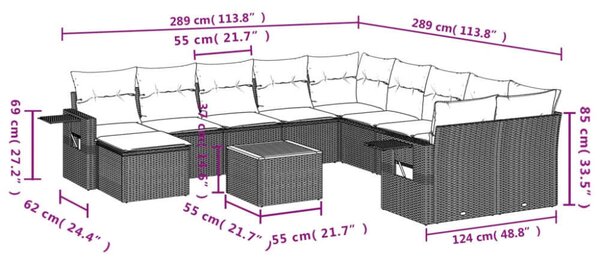 VidaXL Polyrattan Kerti Ülőgarnitúra - 12 részes - Bézs