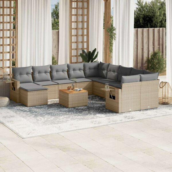 VidaXL Polyrattan Kerti Ülőgarnitúra - 12 részes - Bézs