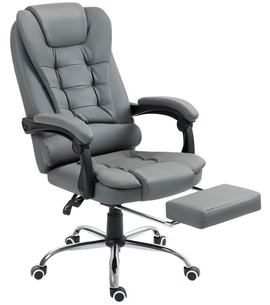 HOMCOM Forgószék Állítható Magas Háttámlával és Lábtartóval, 64,5x69x109-117 cm, Szürke